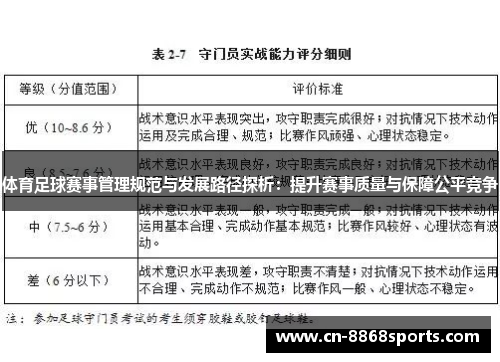 体育足球赛事管理规范与发展路径探析：提升赛事质量与保障公平竞争